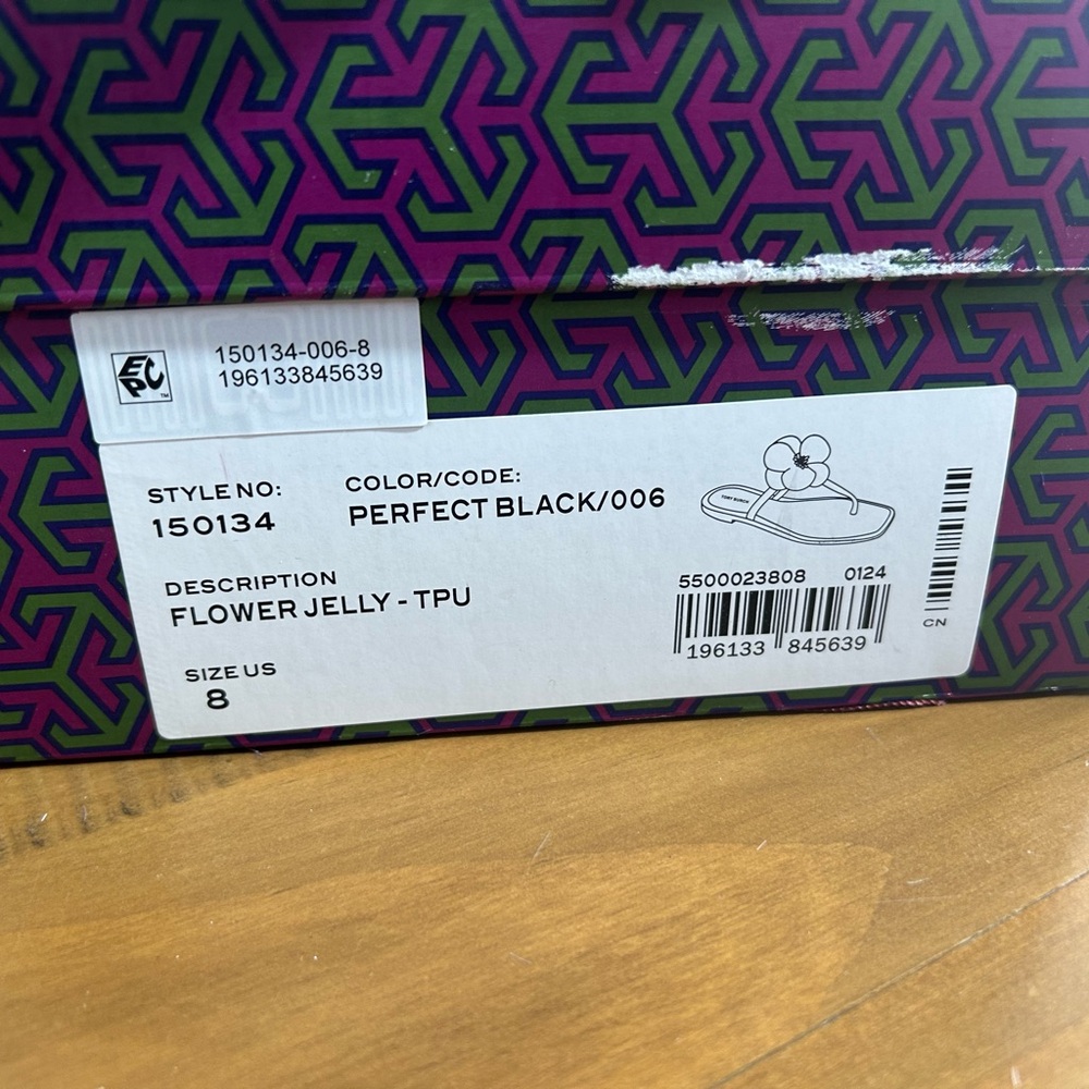***New****Tory Burch Perfect Black Flower Jelly Sandals - Picture 8 of 15